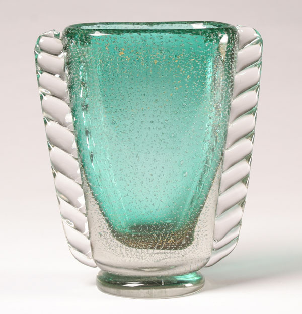 Appraisal: Seguso designed by Flavio Poli Bullicante green art glass vase