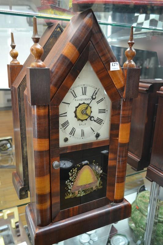 Appraisal: s Jerome American Steeple Case Clock with key Pendulum Retailed