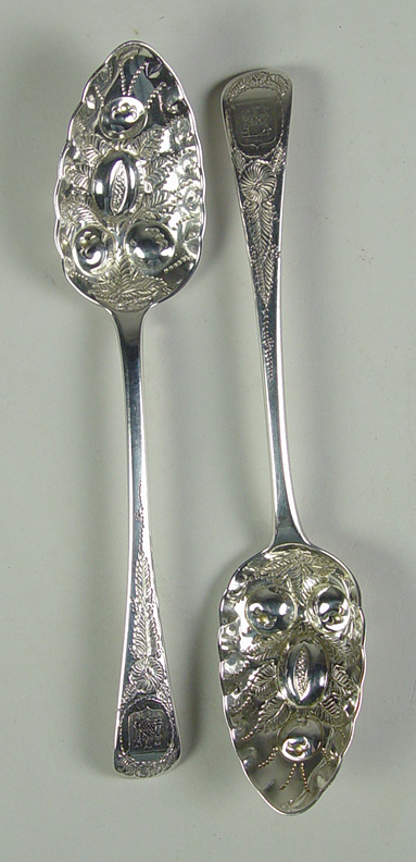 Appraisal: Pair of English Berry Spoons Early th Century Brite cut