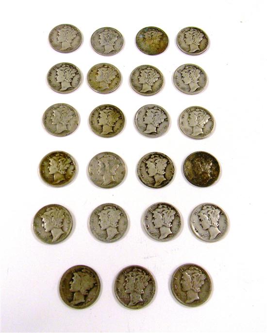 Appraisal: COINS circulated silver Mercury Dimes grading from fair to very