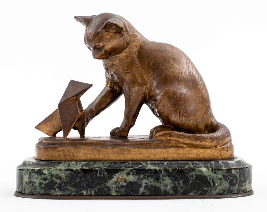 Appraisal: GARDET BARBEDIENNE 'CAT CRANE' BRONZE STATUE Georges Gardet French -