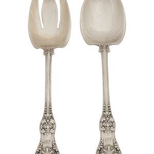 Appraisal: A Tiffany and Co English King Silver Salad Set Circa