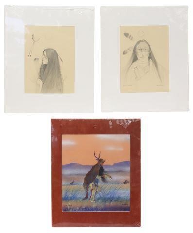 Appraisal: lot of Unframed pencil drawings and gouache painting on paper