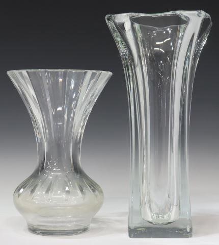 Appraisal: lot of French colorless crystal vases both chipped including Baccarat