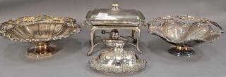 Appraisal: Four silverplated items to include a covered sweet meat dish