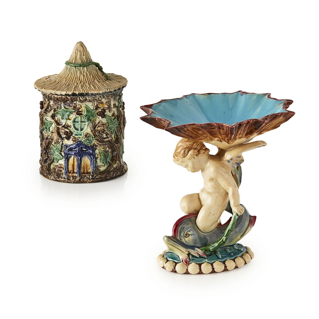 Appraisal: TWO PIECES OF MAJOLICA TH CENTURY comprising a Minton comport