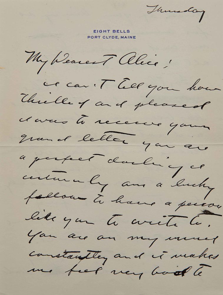 Appraisal: Letter from ANDREW WYETH American - to Alice Moore Letter