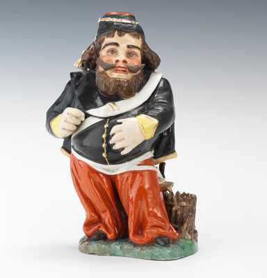 Appraisal: A Large Figural Tobacco Jar Zouave Soldier Rare exotic porcelain