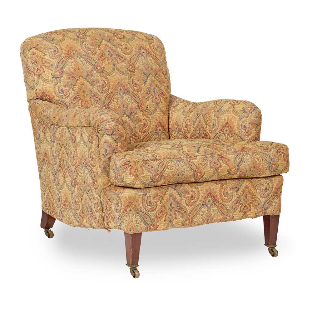 Appraisal: HOWARD SONS 'BRIDGEWATER' ARMCHAIR EARLY TH CENTURY with a low