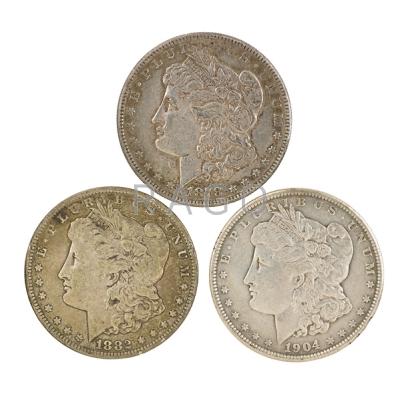 Appraisal: MORGAN OR PEACE SILVER Thirteen including -CC -CC -S etc