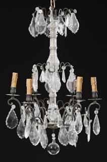 Appraisal: French Six Light Patinated Spelter Louis XVI Style Chandelier early