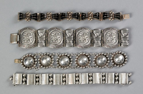 Appraisal: Three Mexican silver bracelets early mid th c together with