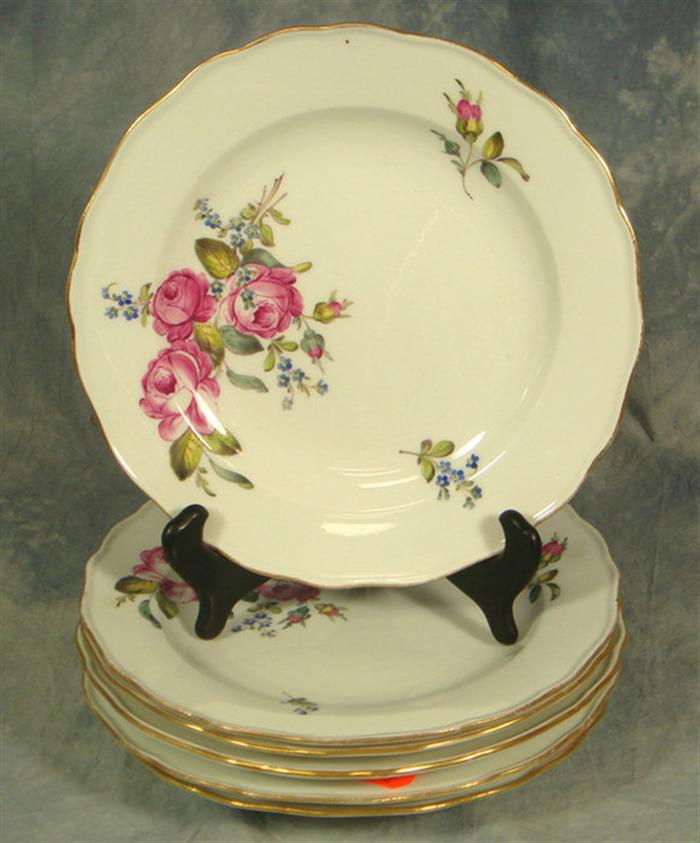 Appraisal: Meissen plates with rose other botanical decoration d Estimate -