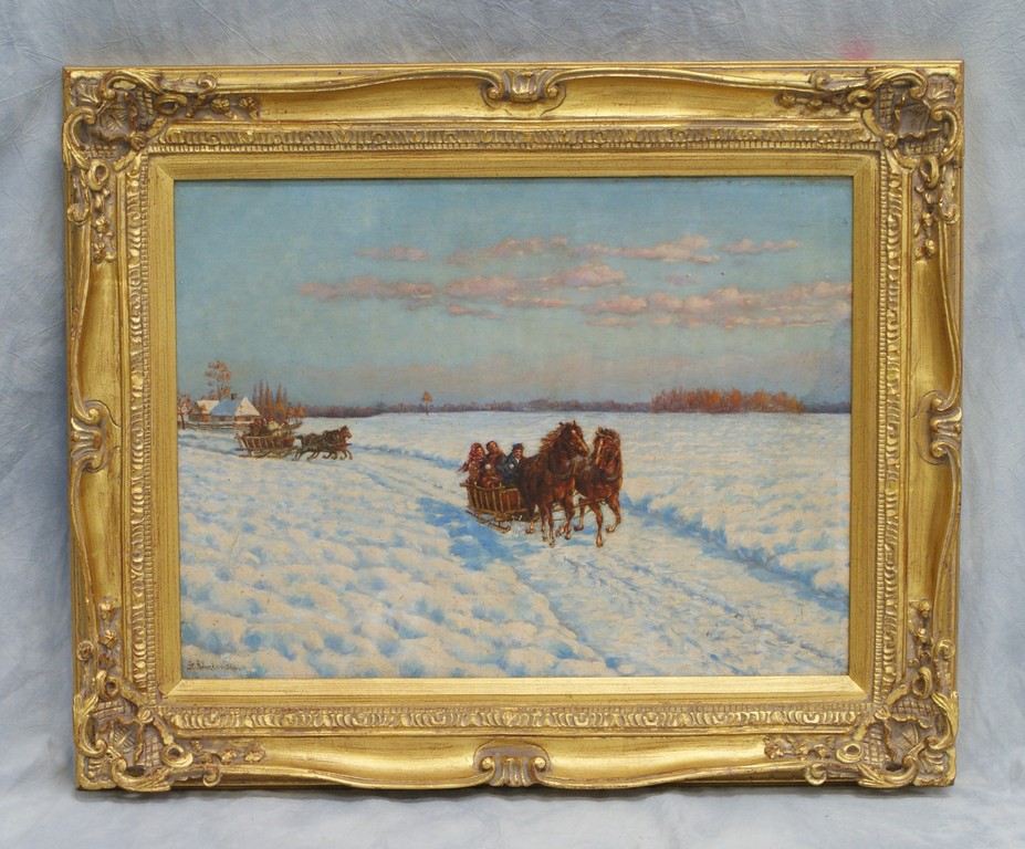 Appraisal: Ruszkowski Polish Ukrainian o c Troika winter scene signed ST