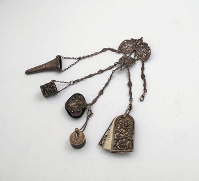 Appraisal: A late Victorian silver chatelaine by Levi and Salaman Chester