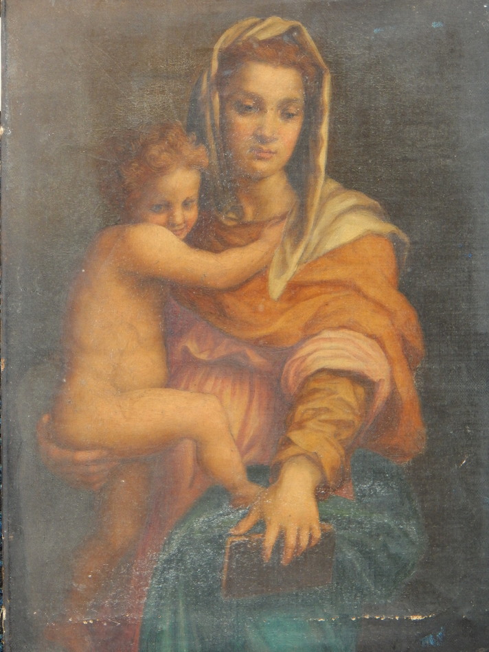 Appraisal: Italian School Madonna and child oil on canvas cm x