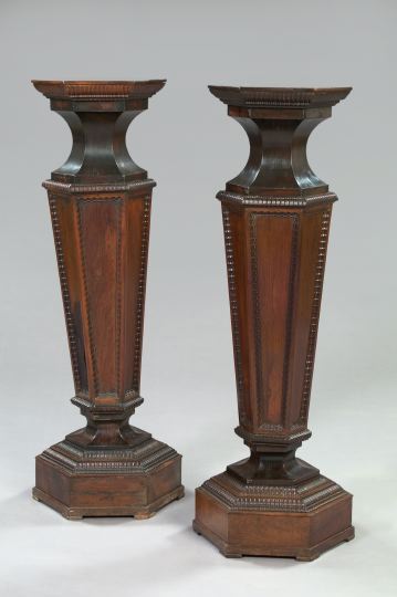 Appraisal: Pair of Louis-Philippe Rosewood Pedestals ca each with a hexagonal