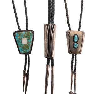 Appraisal: Navajo and Laguna Silver and Turquoise Bolo Ties third quarter