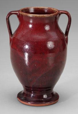 Appraisal: North State Pottery urn rich red glaze base marked North