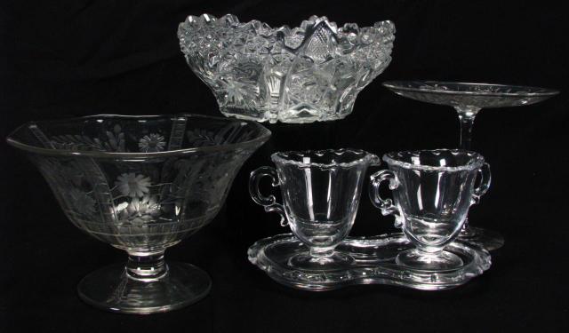 Appraisal: Group of Antique Pattern Glass including pedestal dish pedestal bowl