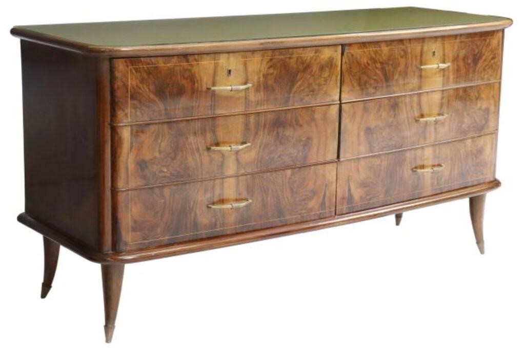 Appraisal: Italian mid-century modern walnut chest of drawers c s having