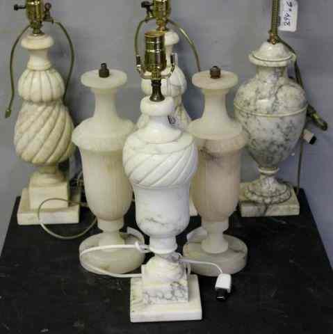 Appraisal: Alabaster Table Lamps Including Fat Twisted ShaftAlong with a pair