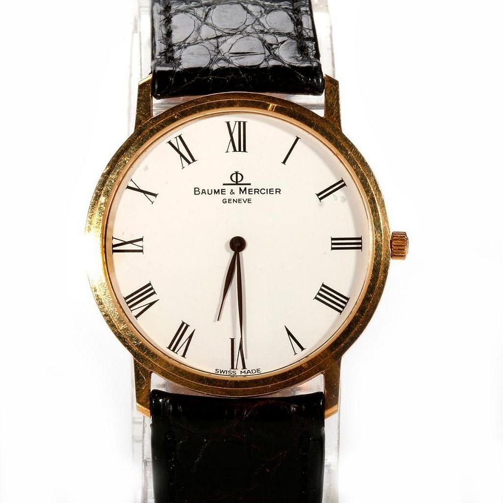 Appraisal: Baume Mercier k gold gents wristwatch quartz with leather strap