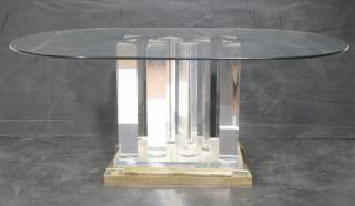 Appraisal: Decorator 's Glass Top Dining Table BIGELOW Lucite Base of