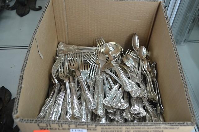 Appraisal: EXTENSIVE SILVERPLATE KINGS PATTERN FLATWARE SERVICE