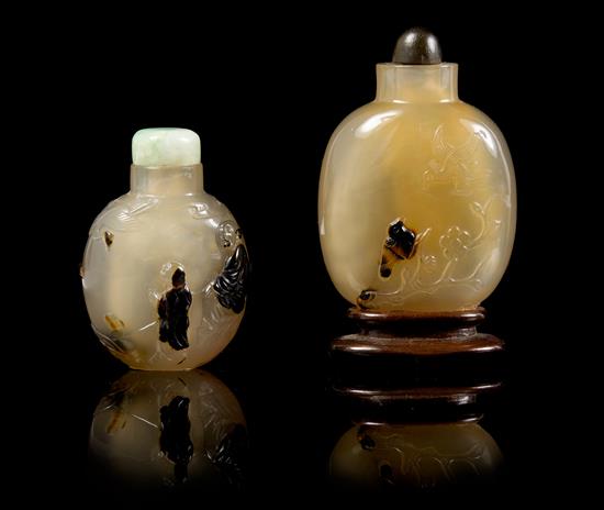 Appraisal: Sale Lot Two Agate Snuff Bottles suzhou school likely th