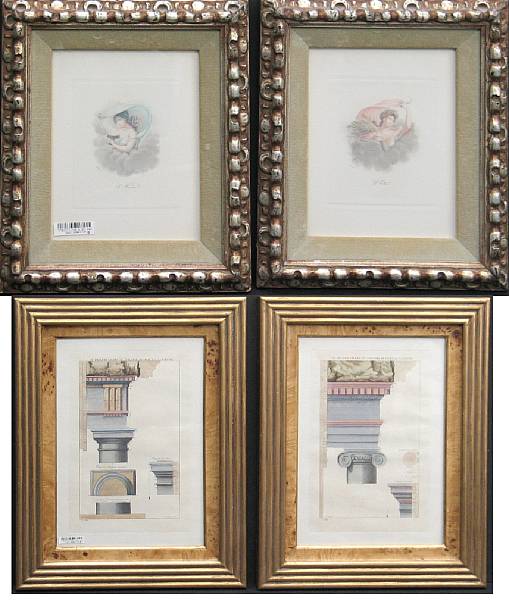 Appraisal: Two pairs of French framed prints and a Neoclassical style