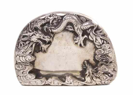 Appraisal: A Chinese Silver Ink Stone of domed form with a