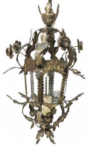 Appraisal: Continental gilt metal single-light ceiling lantern th c having six