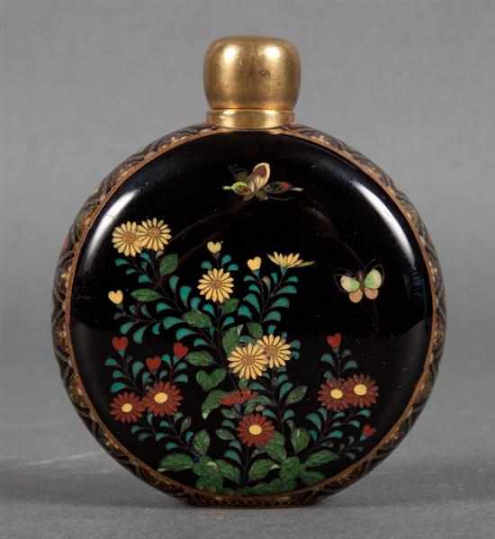 Appraisal: Chinese cloisonne moon flask-form scent bottle th century floral and