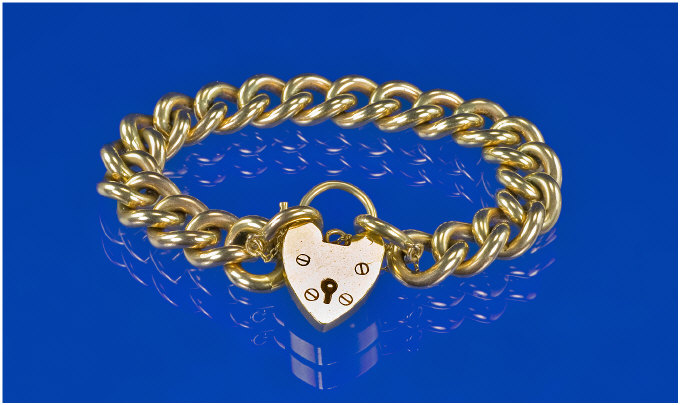 Appraisal: ct Gold Solid Curb Bracelet With Padlock Fastener And Saftey