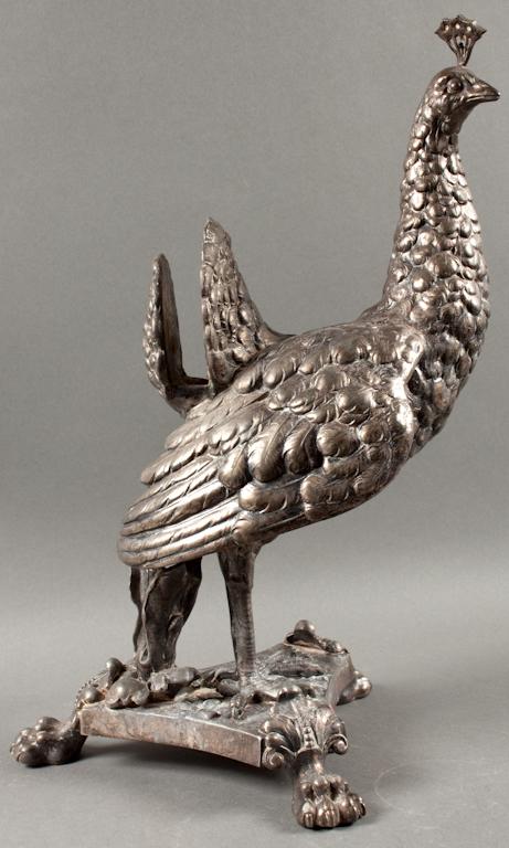 Appraisal: American silver-plated figure of a peacock th century apparently made