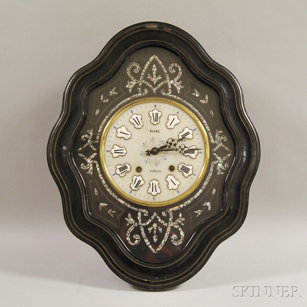 Appraisal: French Baker's Wall Clock th th century with mother-of-pearl-inlaid clock