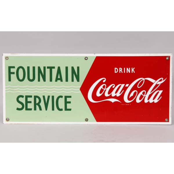 Appraisal: Vintage Coca-Cola porcelain metal store advertising sign Fountain service drink