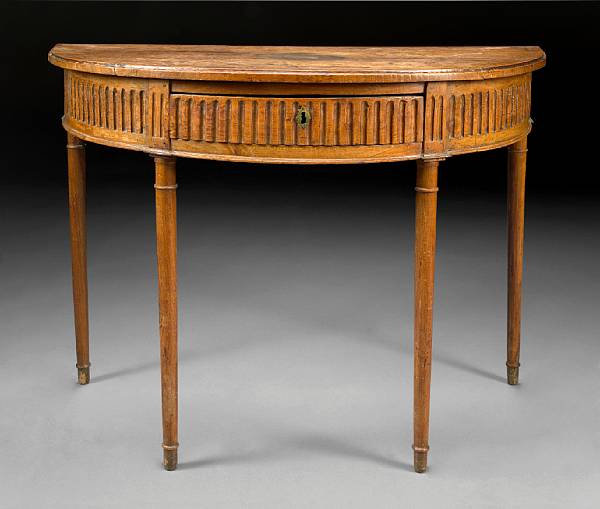 Appraisal: An Italian Neoclassical walnut demilune side table late th century