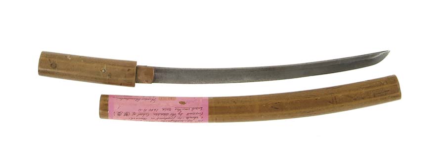 Appraisal: JAPANESE SHINTO WAKIZASHI narrow shinogi zukuri blade ubu mumei SIZE