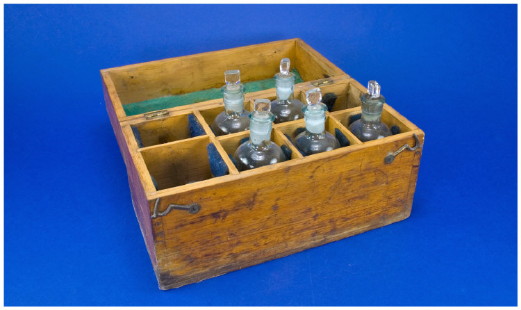 Appraisal: Hinged Box With Fitted Interior Containing Bottles