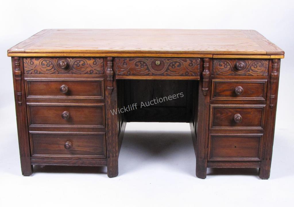 Appraisal: A vintage oak stenographer's desk made by Business Furniture Co