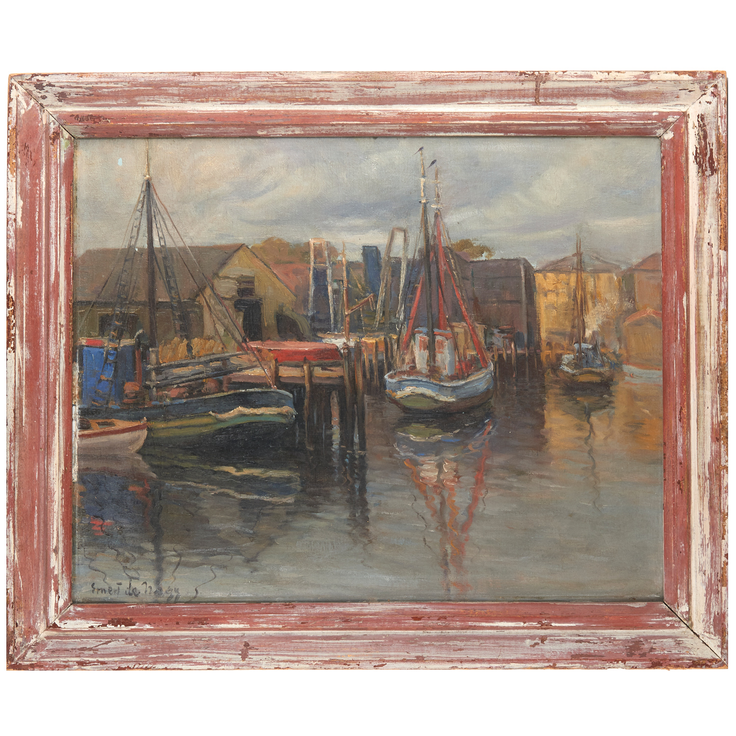 Appraisal: ERNEST DE NAGY PAINTING Ernest de Nagy American - Harbor