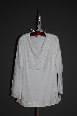 Appraisal: Tory silver cotton long tunic with long sleeves and silver