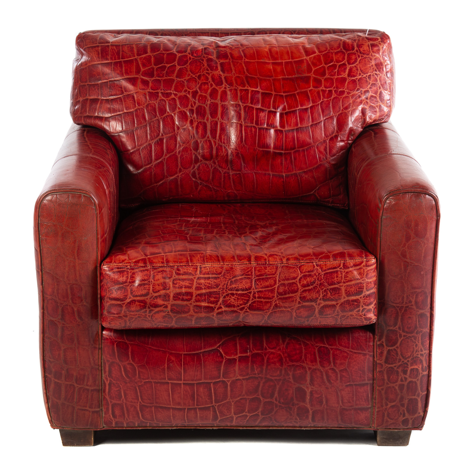 Appraisal: HANCOCK MOORE RED LEATHER ALLIGATOR CHAIR th century with removable