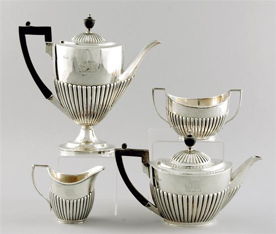 Appraisal: Victorian sterling tea and coffee service London dated - reeded