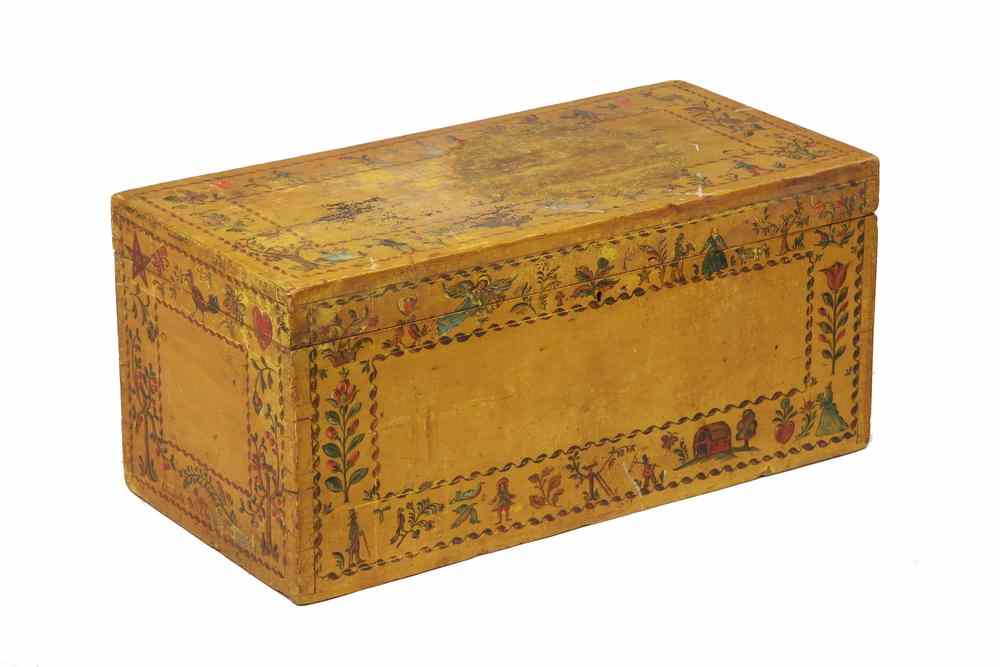 Appraisal: PAINTED TRUNK - Mid th c Pennsylvania Dutch Painted Trunk