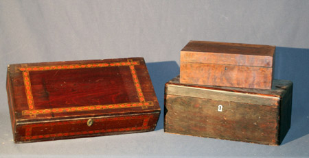 Appraisal: Three Victorian Wooden Boxes Circa Largest Height - in cm