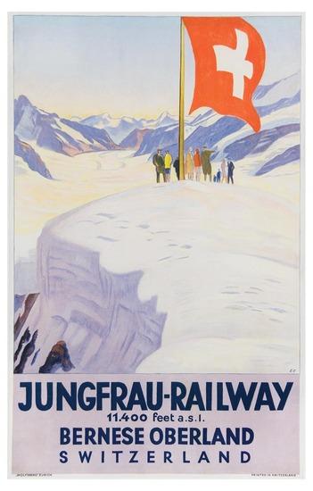 Appraisal: CARDINAUX Emil - JUNGFRAU RAILWAY lithograph in colors condition A