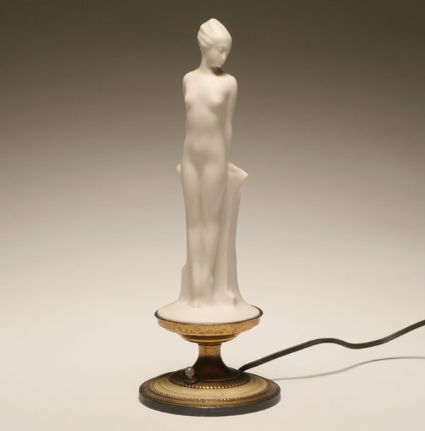 Appraisal: Art Deco porcelain female nude figure lamp Lenox Figure H